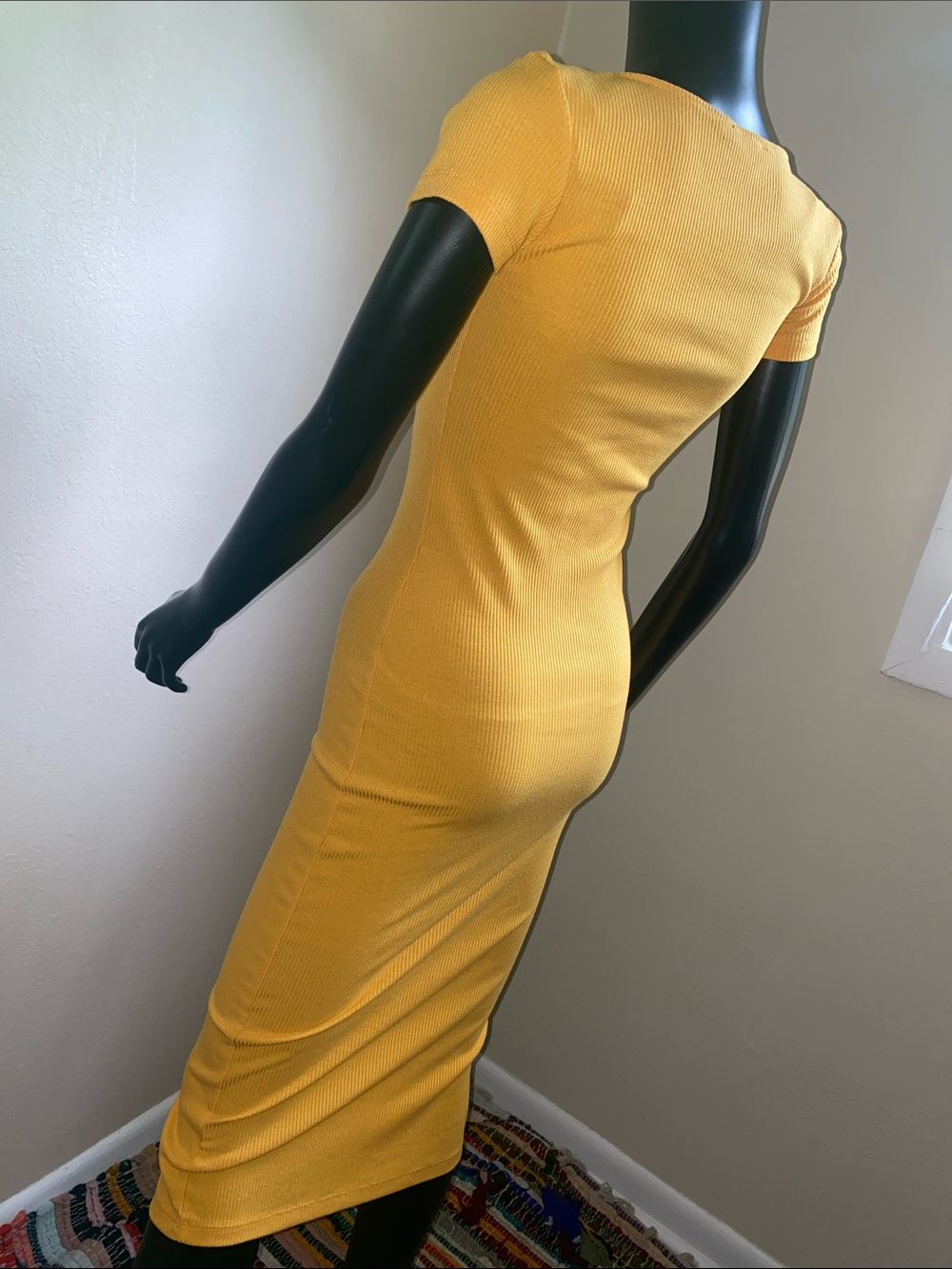 Forever 21 Mustard Yellow Ribbed Button-Down Midi Dress - Picture 6 of 9